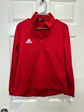 adidas Red Quarter-Zip Athletic Pullover